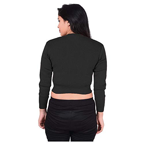 Krystle Women's & Girl's Winter Warm Woolen Long Sleeve Saree Blouse (Black,Medium) - Image 3
