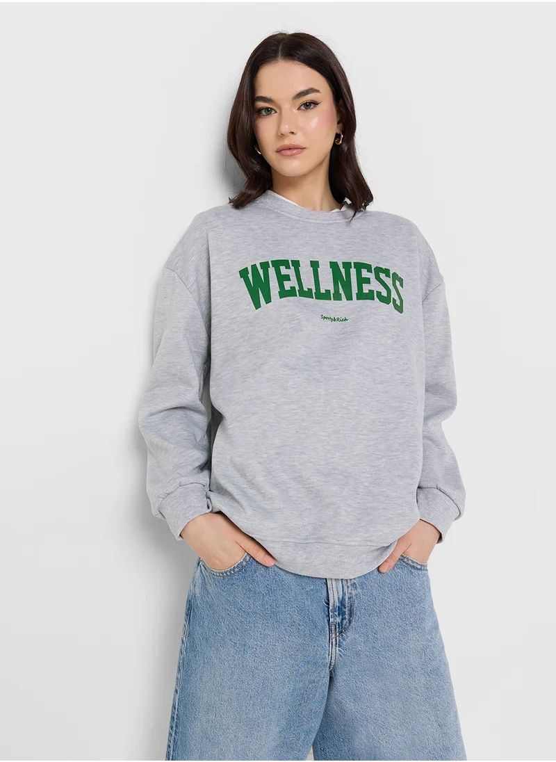 جينجر Oversized Embroidered Slogan Sweatshirt