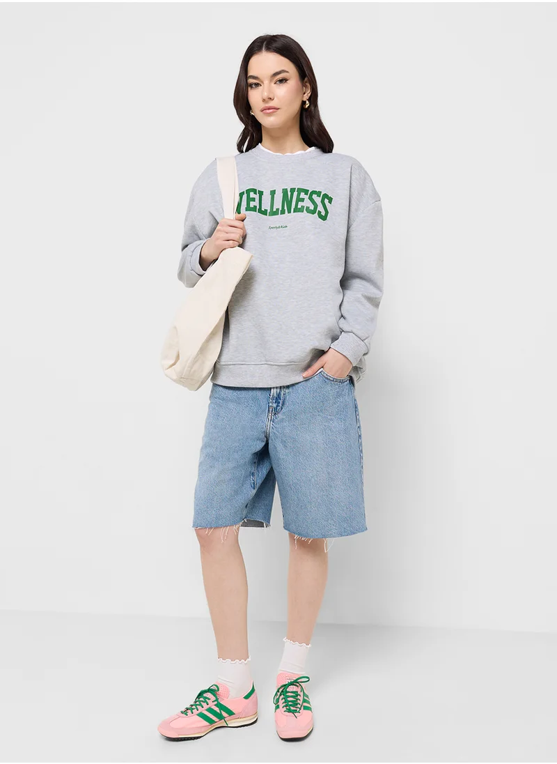 Ginger Oversized Embroidered Slogan Sweatshirt