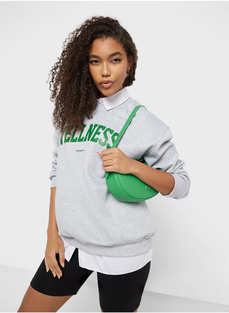 Ginger Oversized Embroidered Slogan Sweatshirt