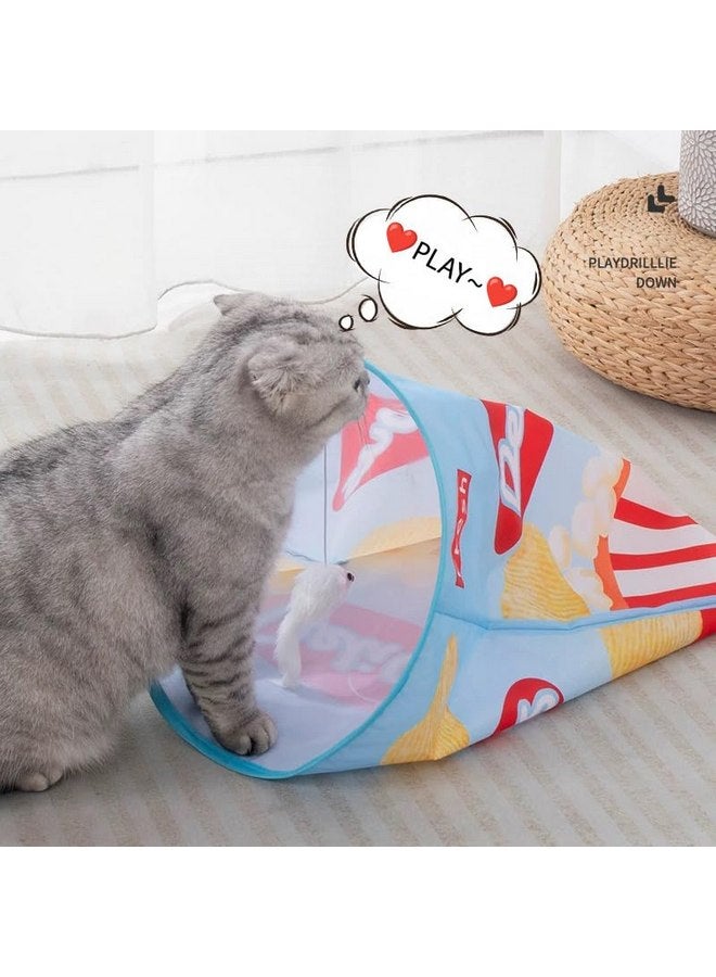 Creative Potato Chip Bag Folding Ring Paper Cat Tunnel Cat Toy Self High Fun Hide and Seek Rolling Dragon Channel Cat Drill Bag with Hanging Toy Pet Supplies (Orang)  - Image 2