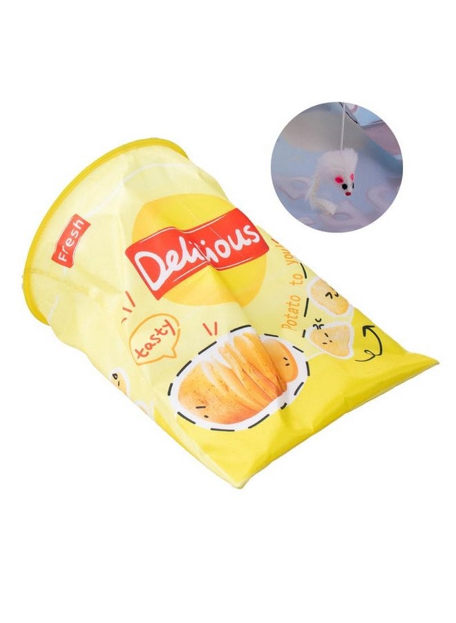 Creative Potato Chip Bag Folding Ring Paper Cat Tunnel Cat Toy Self High Fun Hide and Seek Rolling Dragon Channel Cat Drill Bag with Hanging Toy Pet Supplies (Orang)  - Image 1