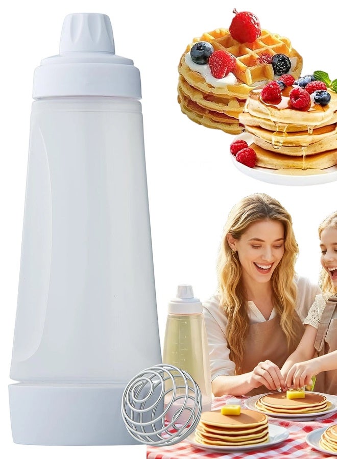 Pancake Batter Dispenser Bottle With Mixing Ball Measuring Marks - Image 1