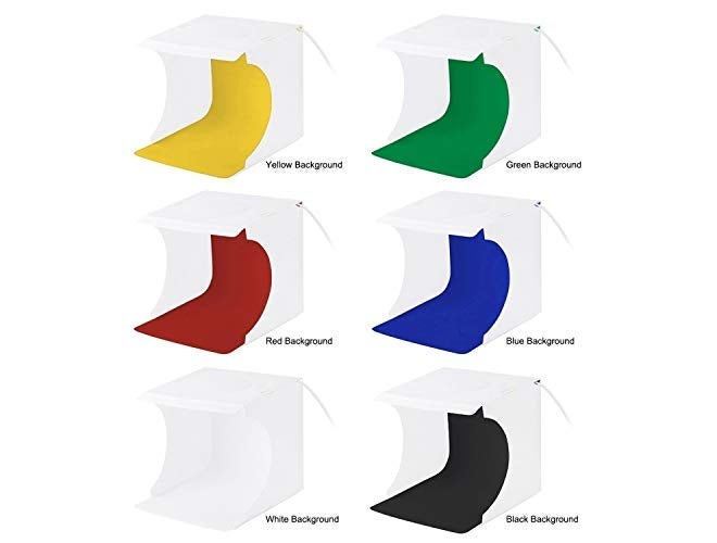 Jubilant صندوق إضاءة حلقة LED بحجم 23 سم - مجموعة خيمة تصوير فوتوغرافي مع إضاءة بيضاء/دافئة/ناعمة و 6 خلفيات ملونة - Image 3