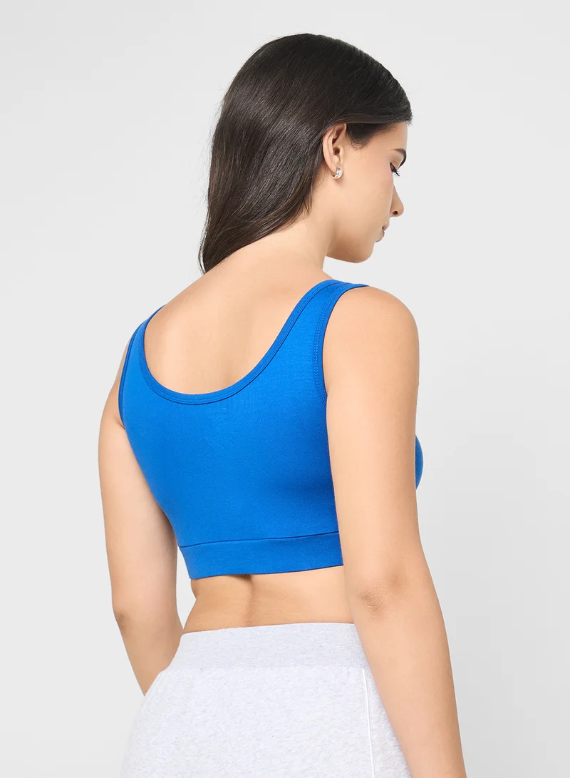 ريبوك Luna Scoop Neck Small Logo Bra Top