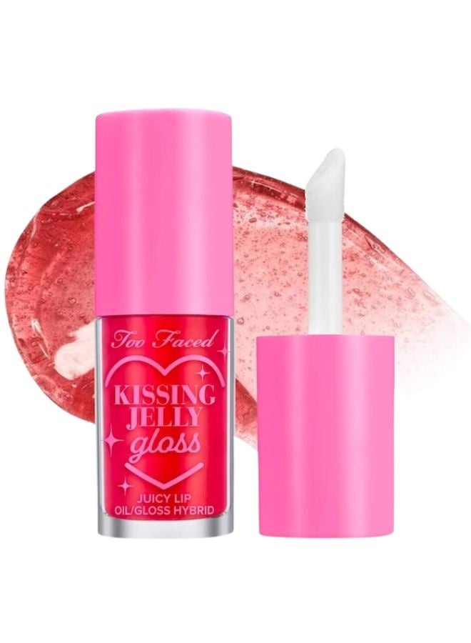 Too FacedCosmetics Too Faced Kissing Jelly Non-Sticky Lip Oil Gloss – (Cherry Pie - Cherry Red) 4.50ml| Hydrating, High-Shine, Cushiony Lip Oil Gloss - Image 1