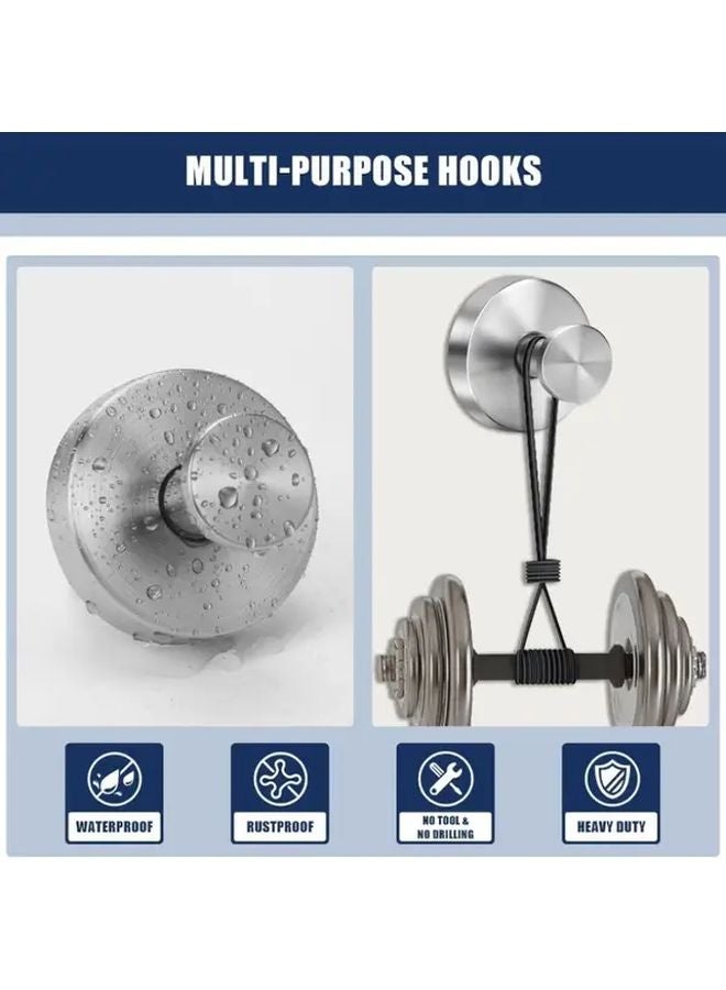 خطافات دش ثقيلة من الفولاذ المقاوم للصدأ بدون حفر، كؤوس شفط فضية مقاومة للماء للحمام - Image 2