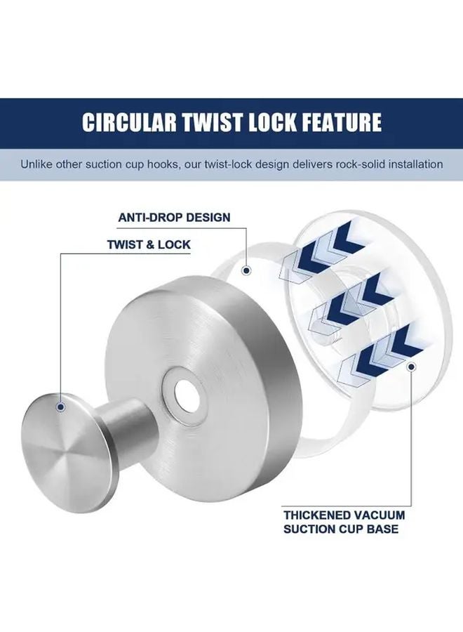خطافات دش ثقيلة من الفولاذ المقاوم للصدأ بدون حفر، كؤوس شفط فضية مقاومة للماء للحمام - Image 3