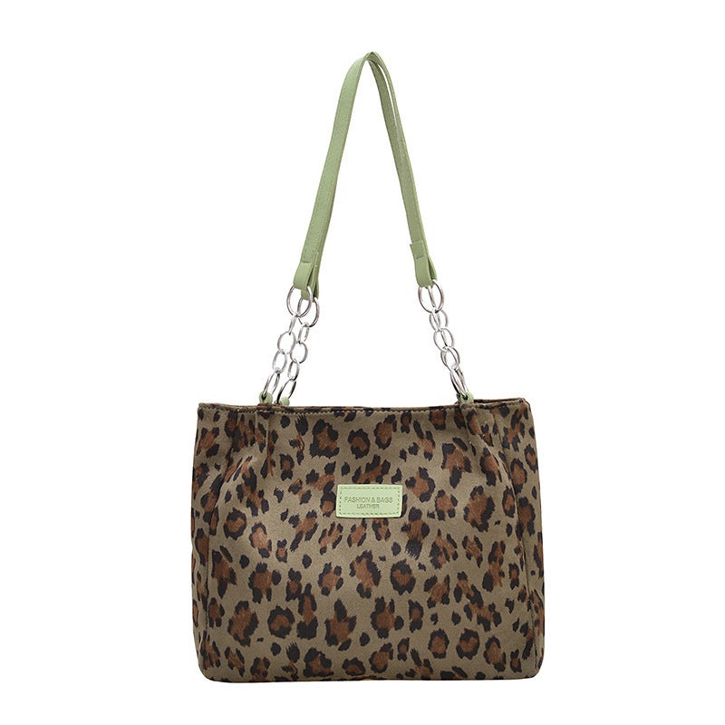 Women's Leopard Print Velvet Tote Bag for School and Commute - Image 5