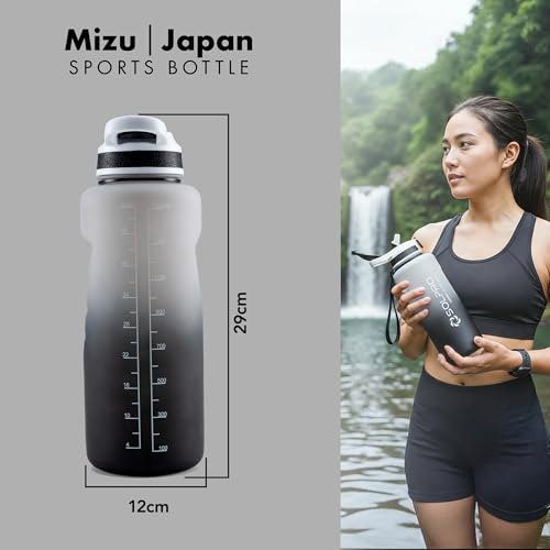 Solpro Mizu Japan Sipper Water Bottle 1500 ml, Leakproof BPA Free Sipper Water bottle, 1.5 litre sipper for men women adults, Water Bottle for Gym, Travel, Workout, School, College (White/Black) - Image 2