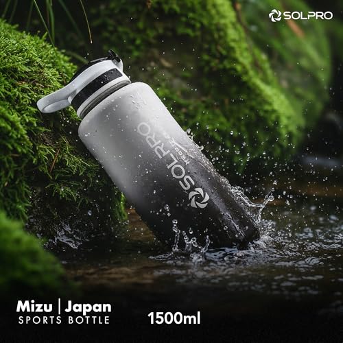 Solpro Mizu Japan Sipper Water Bottle 1500 ml, Leakproof BPA Free Sipper Water bottle, 1.5 litre sipper for men women adults, Water Bottle for Gym, Travel, Workout, School, College (White/Black) - Image 3