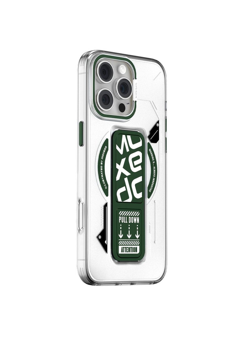 Moxedo Moxedo Magnetic Protective Case Scratch Resistant Drop Protection with Built-in Extendable Grip Stand Compatible for iPhone 16 Pro Max 6.9 inch - Green  - Image 1