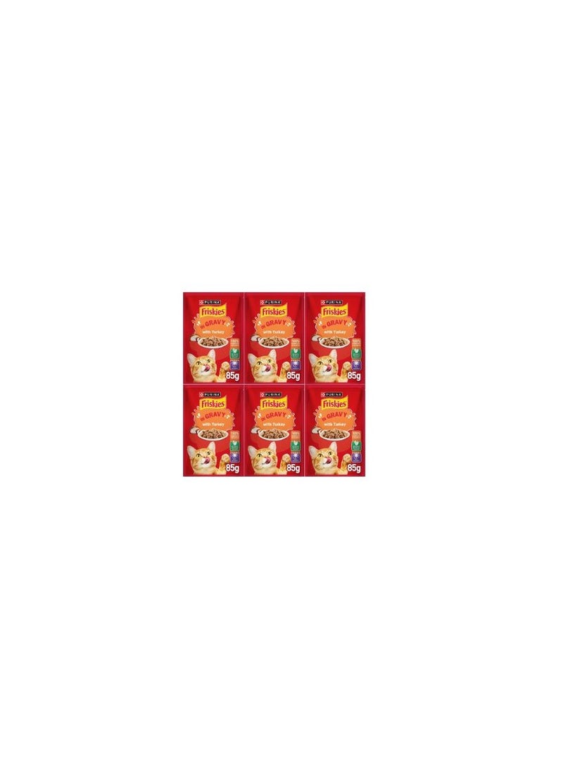 Friskies Friskies Wet Cat Food Pouch Turkey 85g Pack of 6 