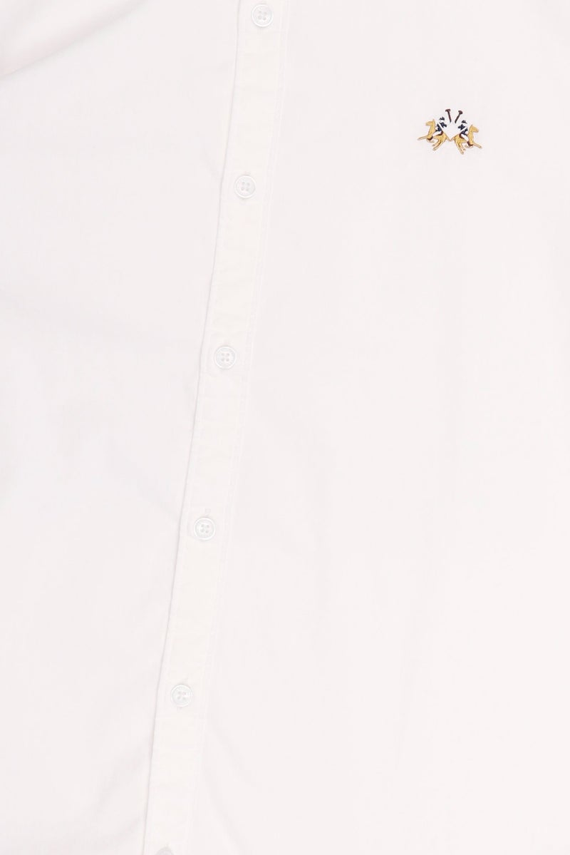 La Martina Men Slim Fit Long Sleeve Embroidered Logo Casual Shirt, White - Image 5