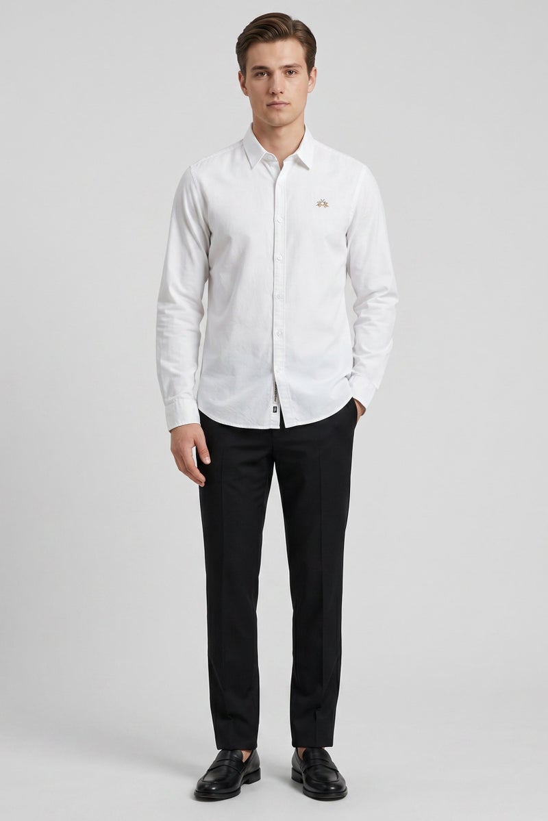 La Martina Men Slim Fit Long Sleeve Embroidered Logo Casual Shirt, White - Image 2