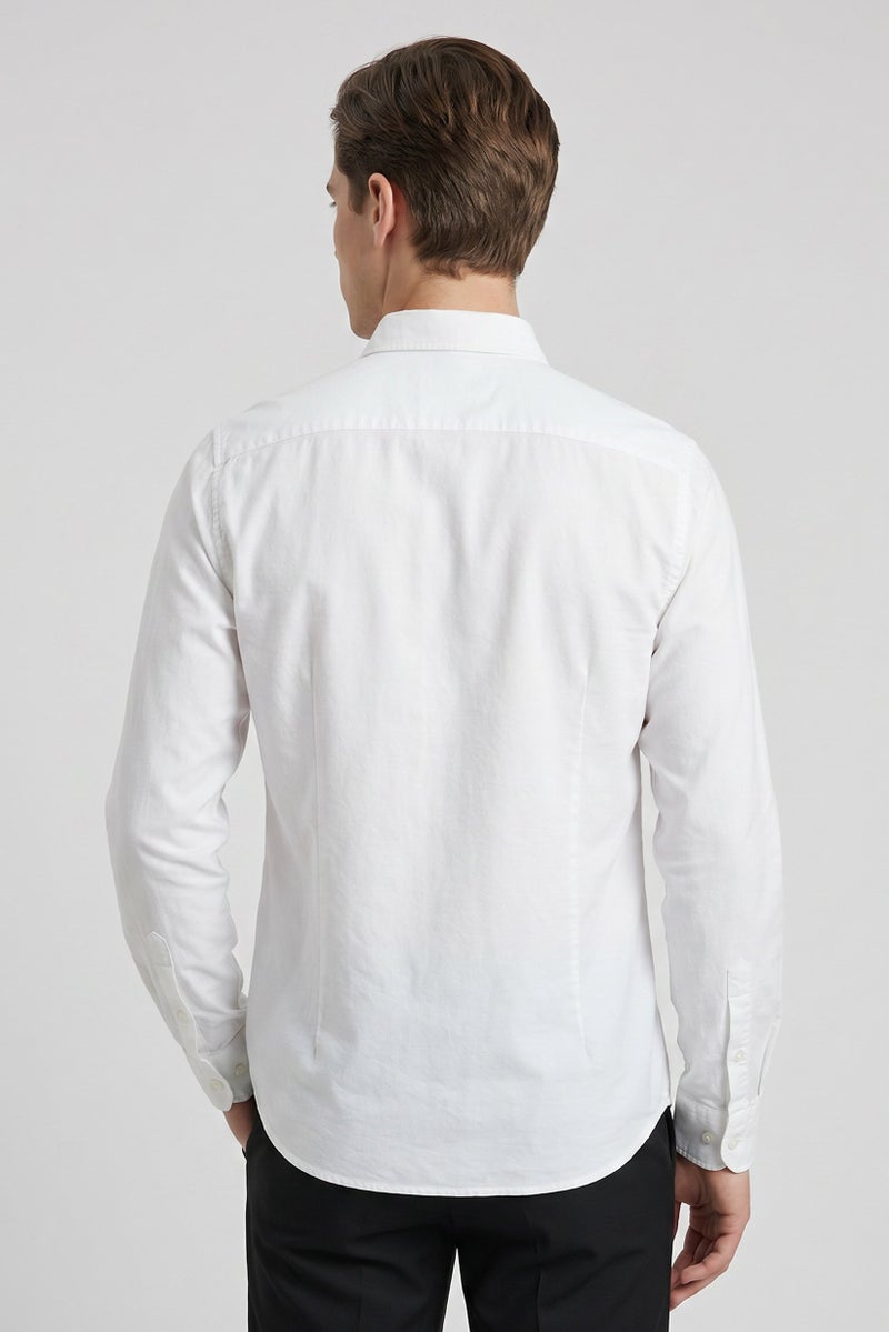 La Martina Men Slim Fit Long Sleeve Embroidered Logo Casual Shirt, White - Image 4
