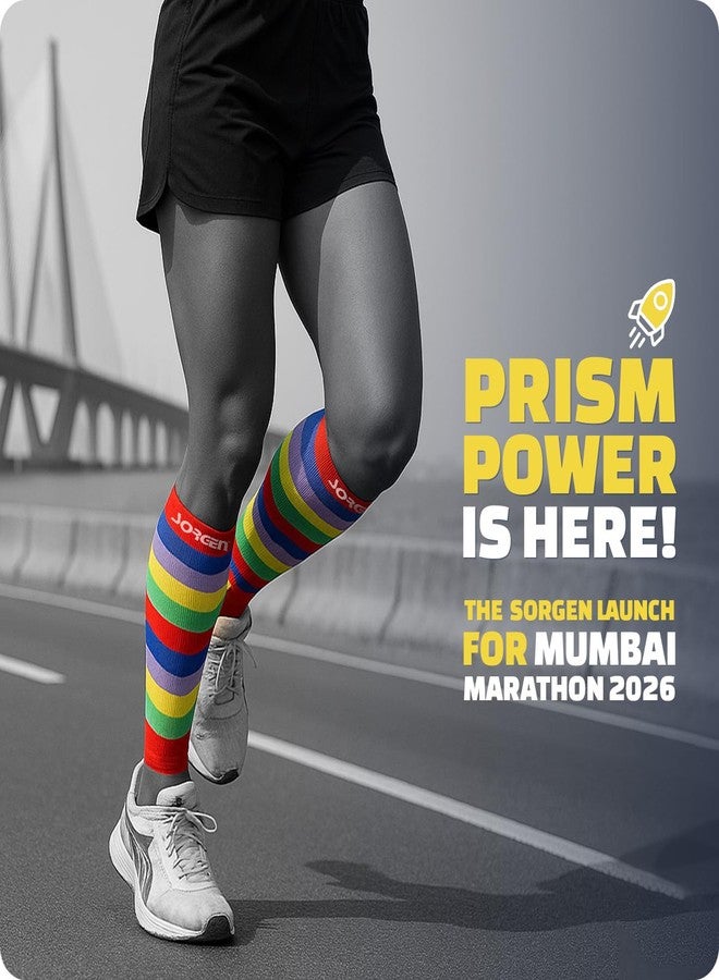 Sorgen Sports Compression Calf Sleeves | 20-30 mm Hg | Ideal for Running, Cycling, Marathons, Athletics & Indoor Training | Helps Reduce Leg Cramps | Boosts Performance & Aids Recovery | Comfortable, Durable & Supportive (Prism Power L/XL) - Image 5