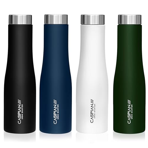 CASPIAN /// Aqua Stainless Steel Water Bottle (Black, Blue, Green & White, 1 Litre, Set of 4)| Leak Proof Thunder for Fridge Home Office Travel School Kids Boys Girls Adults Sports Gym Yoga - Image 2