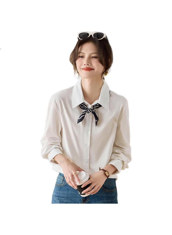 She enjoys Sheen White Cotton Women'S Office Wear Long Sleeve Shirt Formal Top Blouse Commuter Shirt Women T145C2049 - Image 3