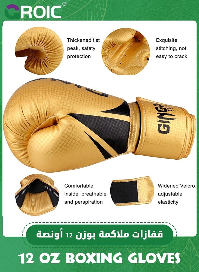 GROIC 12 OZ Boxing Gloves Men Women with Hand Wraps for Boxing, Muay Thai, Kickboxing, Punching Bag Workout traing and Sparing Gear Complete Boxing Kit - Image 2