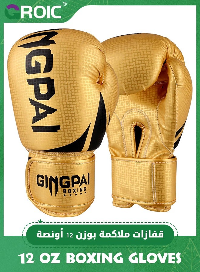 GROIC 12 OZ Boxing Gloves Men Women with Hand Wraps for Boxing, Muay Thai, Kickboxing, Punching Bag Workout traing and Sparing Gear Complete Boxing Kit - Image 1