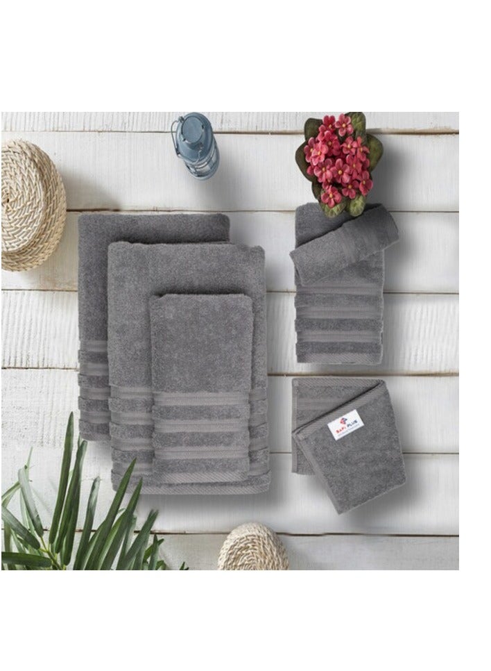 Safi Plus Luxury Hotel Quality 100% Turkish Genuine Cotton Towel Set, 2 Bath Towels 2 Hand Towels 2 Washcloths Super Soft Absorbent Towels for Bathroom & Kitchen Shower - Grey - Image 4