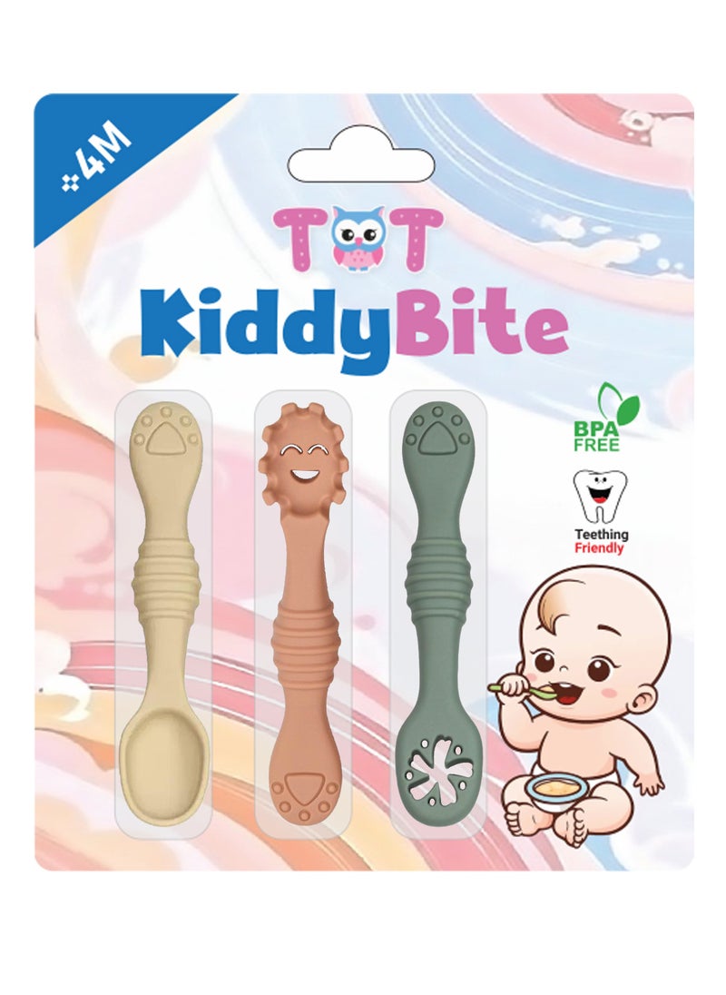 TOT TOT KiddyBite: Baby Silicon Spoons and Fork Set for Feeding  - Image 1