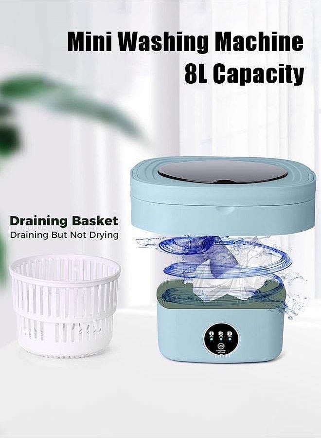 APEX Mini Folding Washing Machine, 8L Portable Washing Machine with Drain Basket, for Apartment, Travel, Underwear, Personal, Kids - Image 4