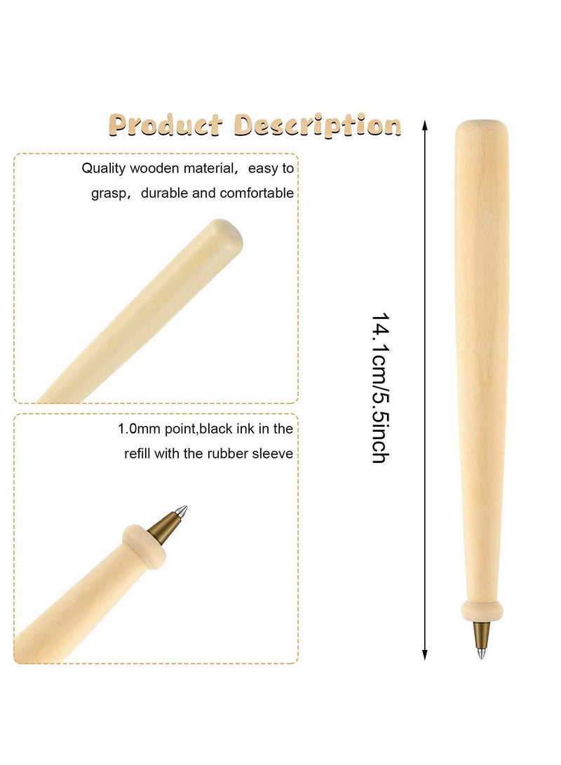 Generic Writing Pens with Black Ink, 10 Pieces Wood Baseball Drumstick Natural Color Students Reward Bat for Friend Kids Favor Craft  - Image 5