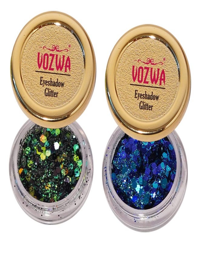 Vozwa Eyeshadow Chunky Glitter (Black Mix + Blue) - Image 2