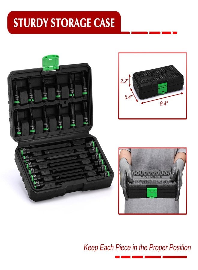 EMENTOL 24PCS 3/8" Drive Impact Torx Bit Socket Set, Extra Long Star Bit Sockets, T10-T60, Cr-V and S2 Alloy Steel - Image 5