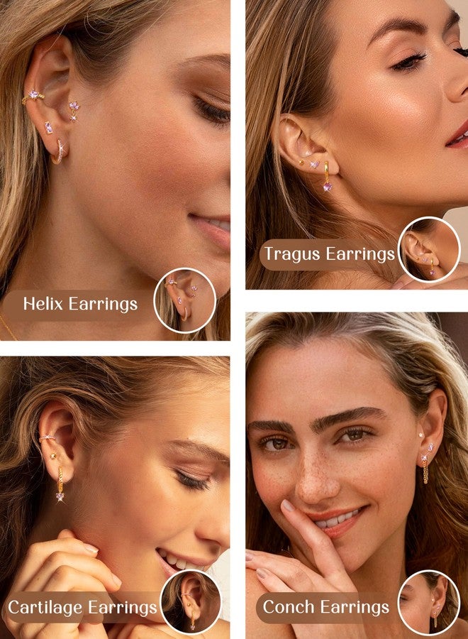 ORAZIO 20G Helix Piercing Jewelry Flat Back Cartilage Earrings for Women Surgical Stainless Steel Hypoallergenic Gold Hoop Stud Earrings Set Tragus Helix Piercing Jewelry for Sensitive Ears Single Pc D - Image 2