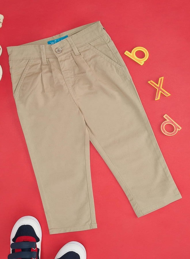 YU by Pantaloons Baby Boy's Regular Fit Pants (110149490012_Beige - Image 2
