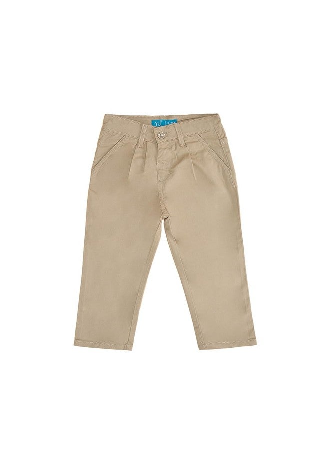 YU by Pantaloons Baby Boy's Regular Fit Pants (110149490012_Beige - Image 1