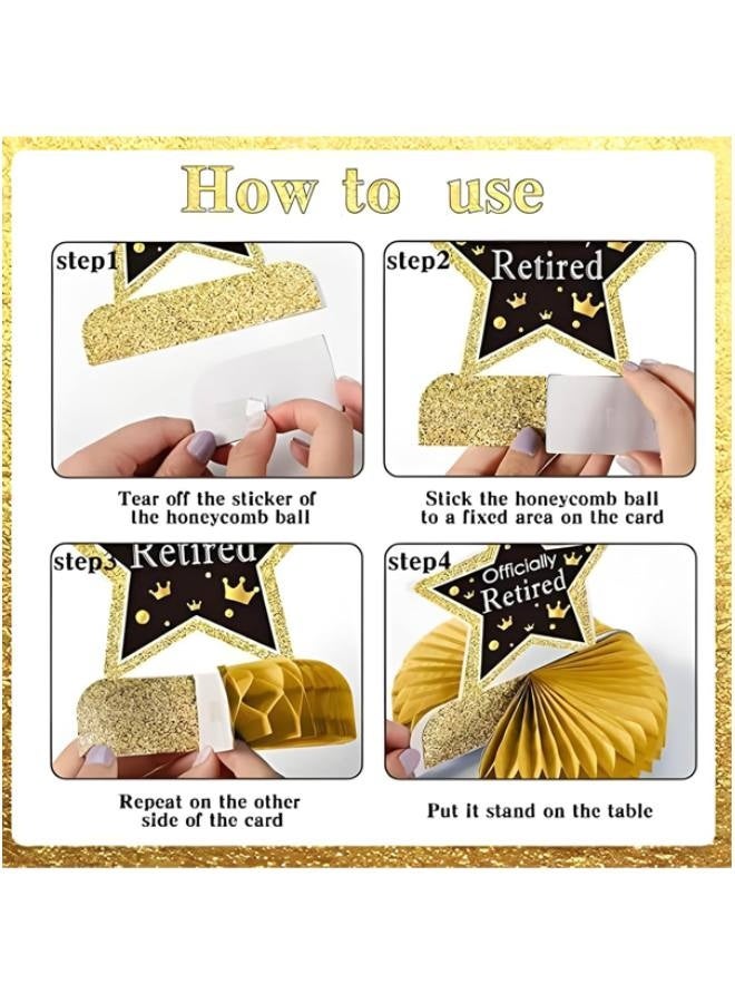 9PCS Retirement Party Decorations, KSKSPE Retirement Centerpieces for Table,Black and Gold Retirement Table Decorations, Retirement Decor for Retirement Party Retirement Party Supplies Men and Women - Image 2