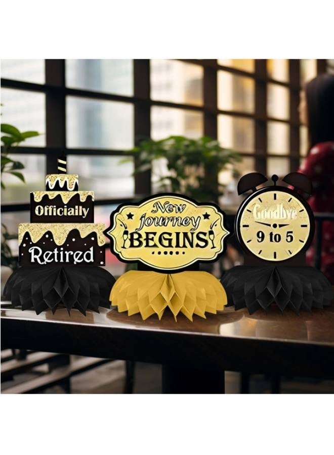 9PCS Retirement Party Decorations, KSKSPE Retirement Centerpieces for Table,Black and Gold Retirement Table Decorations, Retirement Decor for Retirement Party Retirement Party Supplies Men and Women - Image 5