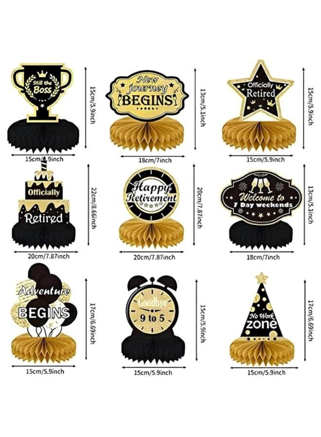 9PCS Retirement Party Decorations, KSKSPE Retirement Centerpieces for Table,Black and Gold Retirement Table Decorations, Retirement Decor for Retirement Party Retirement Party Supplies Men and Women - Image 3