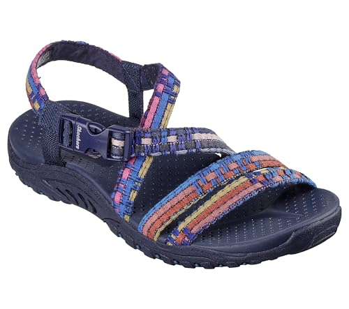 SKECHERS صندل سكلتشيرز النسائي REGGAE - SEW ME - مزخرف بحزام خلفي، متعدد الألوان البحرية، 9 M US - Image 3