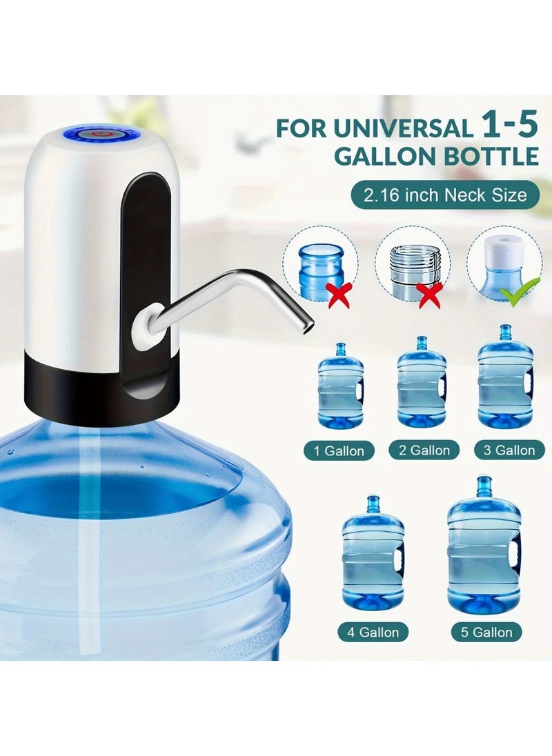 Generic portable electric water pump . USB rechargeable water dispenser . water bottle pump . lithium battery water pump . smart water pump for home . 5-gallon water pump . camping water dispenser . one-touch water pump . USB water pump for bottle . battery operated water pump  - Image 2
