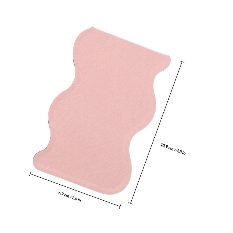 Compact Portable Folding Wave Shaped Cosmetic Mirror Lightweight PU Stainless Steel For Travel Desktop Cherry Blossom Pink - Image 3