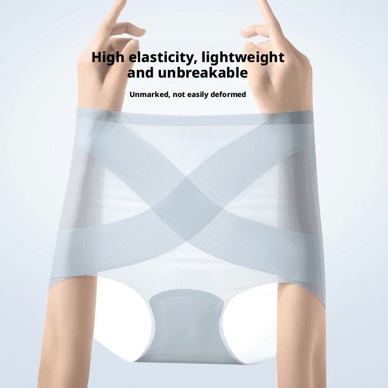 Ice Silk High-Waist Seamless Breathable Women's Briefs with Silk Crotch - Image 1