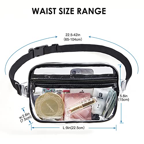 Clearworld Clear Fanny Pack for Women Men, Stadium Approved Waist Pack with Adjustable Strap,Fashion Belt Bag for Festival, Games,Travel and Concerts - Image 2