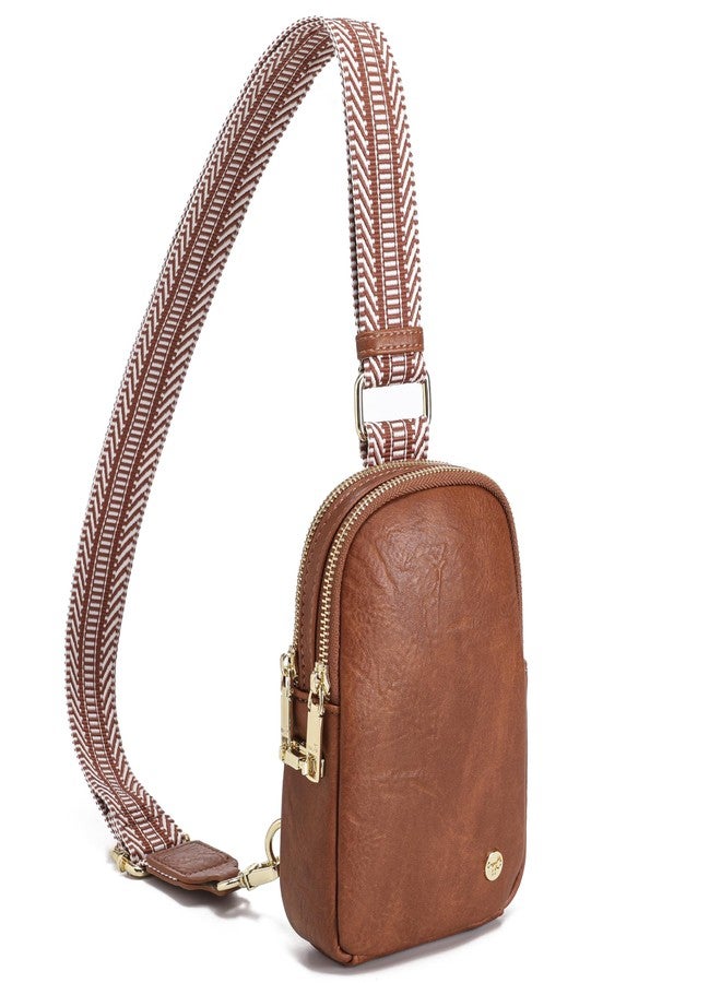 INICAT Travel Small Sling Bag Leather Crossbody Bags for Women Fanny Packs Cross Body Bag for Woman Cross Body Purses, Brown Anti-theft, Small - Image 1