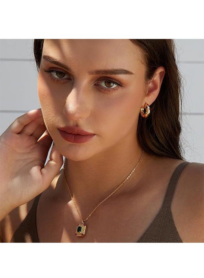 بيوند أقراط الماس الملونة للنساء ، ومكافحة الصدأ ومكافحة يتلاشى هيبوالرجينيك 14K أقراط الذهب الزركون ، هدية الأزياء والمجوهرات (الذهبي) - Image 3