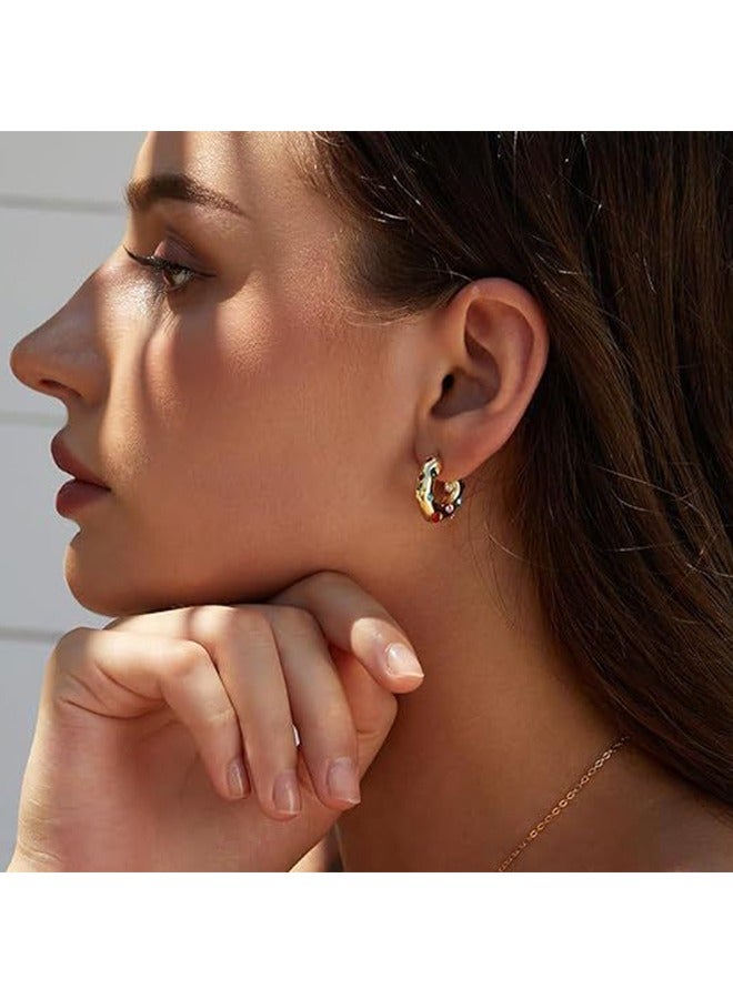 بيوند أقراط الماس الملونة للنساء ، ومكافحة الصدأ ومكافحة يتلاشى هيبوالرجينيك 14K أقراط الذهب الزركون ، هدية الأزياء والمجوهرات (الذهبي) - Image 4