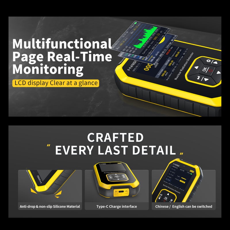 Nuclear Radiation Detector Geiger Counter Portable LCD Radiation Meter Dosimeter X-ray γ-ray β-ray Tester - Image 4