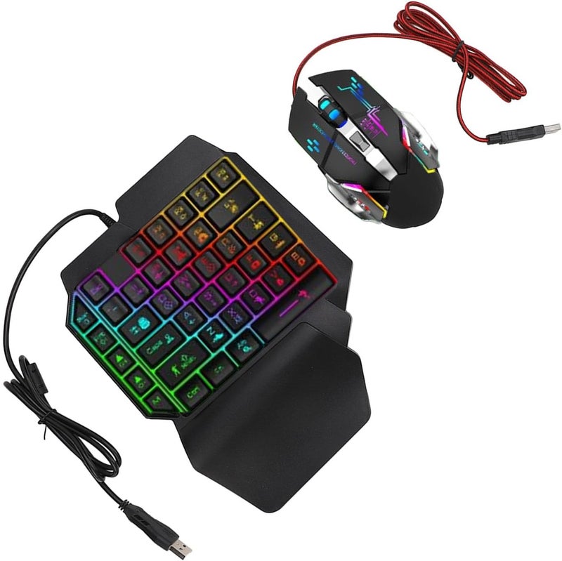 Gaming Keyboard and Mouse Combo, 5V 2000mA Fast Charging Mapping Technology 4 in 1 Combo Pack One Handed Gaming Keyboard, Equipment with Included Converter and - Image 2