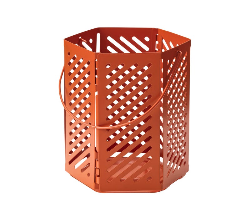 Tealight Lantern 12 cm, Decorative Metal Candle Lantern with Shadow Pattern, Modern Tea Light Holder for Home, Dining Table, Weddings and Indoor Decor (Brown Orange) - Image 1