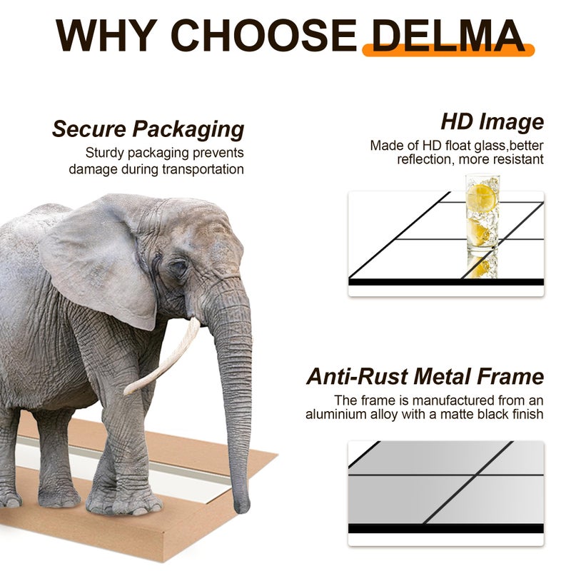 Delma Full Length Mirror, 28"x 55" Window Pane Decorative Mirror for Wall, Black Metal Framed Wall Decor, Wall Mounted, Hanging or Leaning for Bedroom, Living Room, Entryway - Image 3