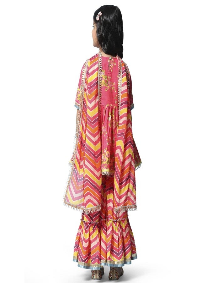 BIBA Cambric Girl Printed Casual Relaxed Kid (Kw5077_Cream Pink_13) - Image 5